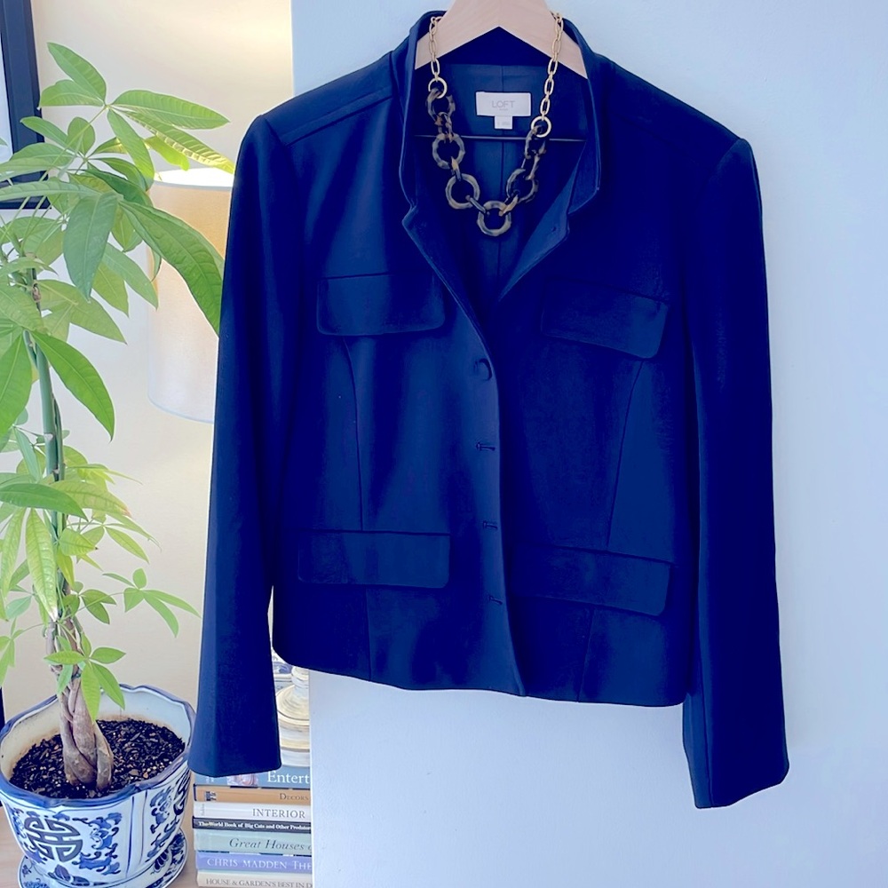 LOFT ~ Cropped Navy Jacket